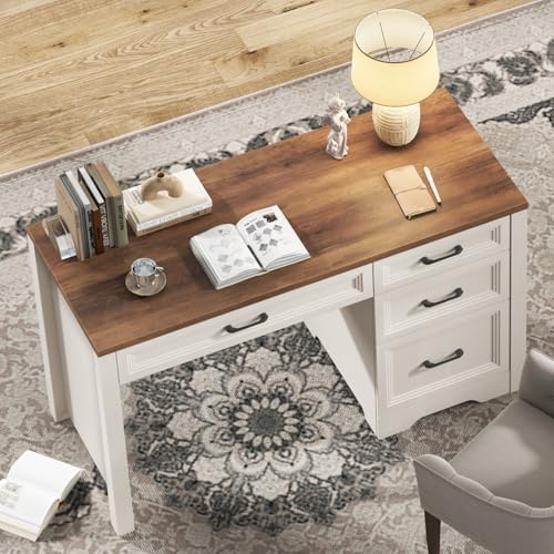 Farmhouse Executive Desk with Drawers, Home Office Desk with File Drawer, view 7