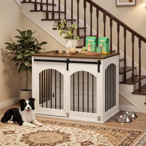 31.5" Dog Crate Furniture, Heavy Duty Dog Kennel with Barn Door, view 6