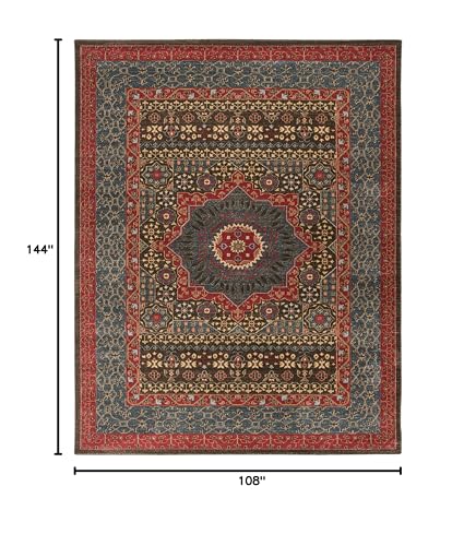 SAFAVIEH Mahal Collection Area Rug - 9' x 12', Navy & Red, Traditional Oriental Design, Non-Shedding & Easy Care, Ideal for High Traffic Areas in Living Room, Bedroom (MAH620C)