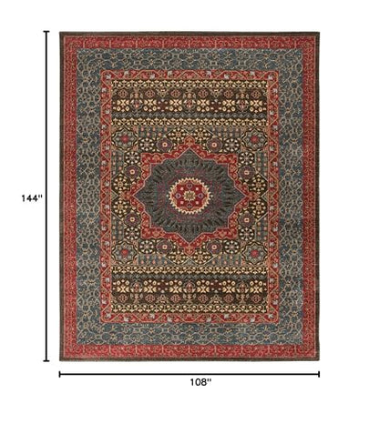 SAFAVIEH Mahal Collection Area Rug - 9' x 12', Navy & Red, Traditional Oriental Design, Non-Shedding & Easy Care, Ideal for High Traffic Areas in Living Room, Bedroom (MAH620C)