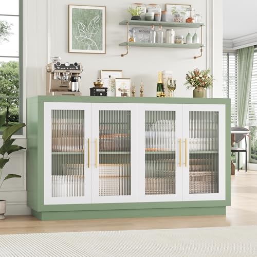 Buffet Cabinet with Storage, Kitchen Cabinet with 4 Glass Doors, view 3