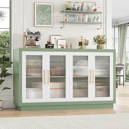 Buffet Cabinet with Storage, Kitchen Cabinet with 4 Glass Doors, view 3