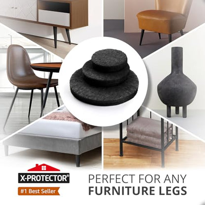 Felt Furniture Pads 235 PCS ! Huge Quantity of Black Furniture Pads for Hardwood Floors with Many Big Sizes – Your Ideal Wood Floor Protectors for Furniture.