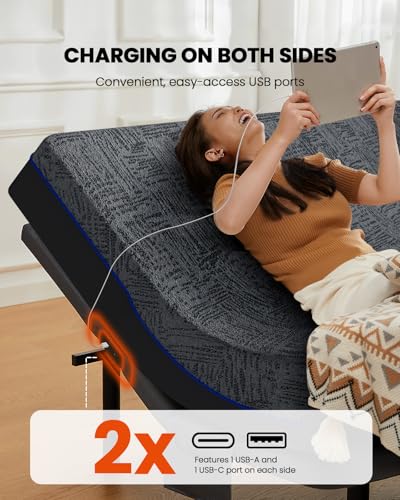 Amada Split King Adjustable Bed Frame and 14 Inch Cooling Gel Memory Foam, view 6