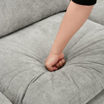 2-Piece Chenille Fabric Upholstered Sofa Set with Oversized Comfy Cloud 3-Seater Couch and Loveseat Sofa, Double Plush Cushion for Living Room