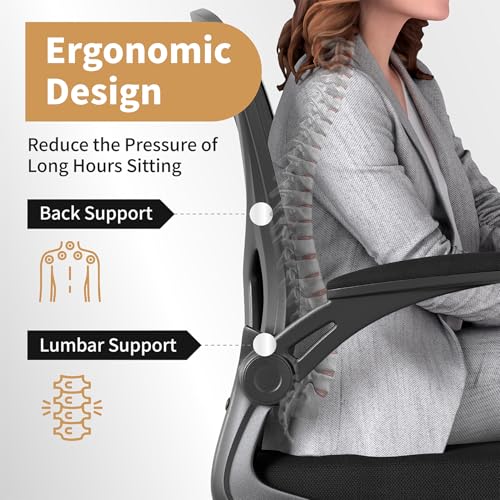 Adjustable Mesh Ergonomic Office Chair with Wheels, Black, view 4
