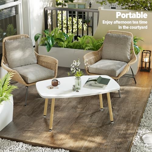 Folding Coffee Table 39.3'' White Coffee Tables for Living Room Portable Simple Modern Rectangular Center Table for Small Spaces, No Assembly, White