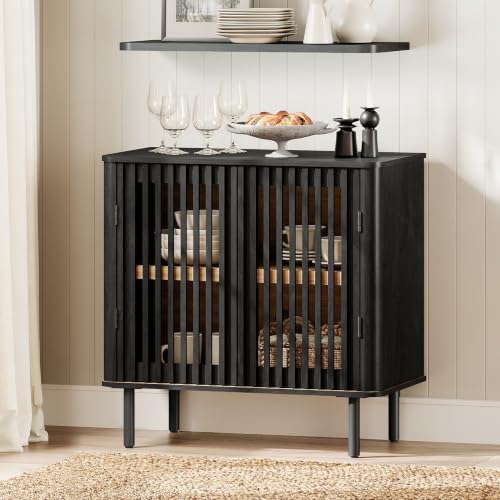 31.5" H Sideboard Buffet Cabinet with Adjustable Shelf, Black, view 2