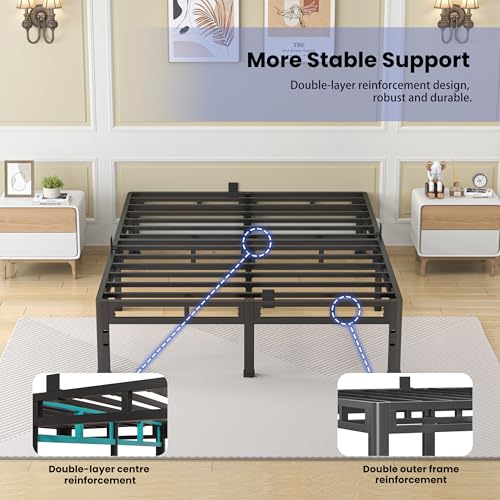 Metal Platform Bed Frame with Dual-Layer Base, view 6