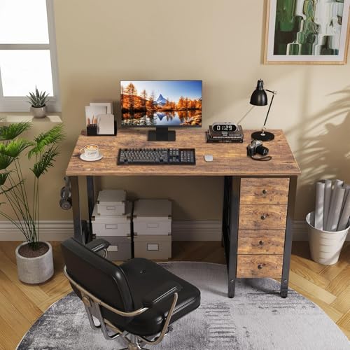 47 inch Computer Desk with 4 Drawers, view 3