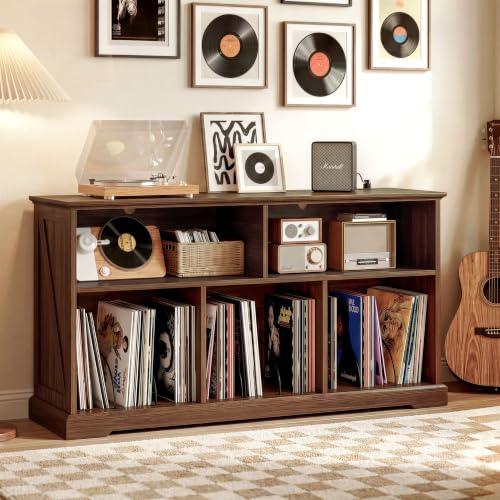 55" Mid-Century Modern Record Player Stand with Charging Station, view 2