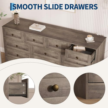 12 Drawer Wood Dresser for Bedroom, Farmhouse Chest of Drawers, view 7