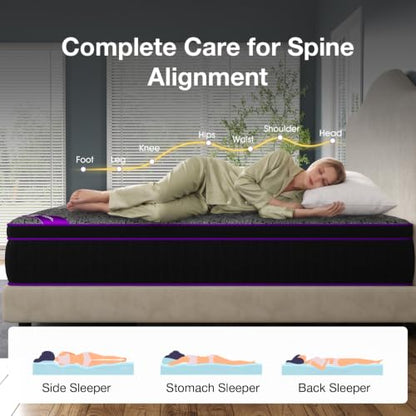 Full Size Mattress 14 Inch, Hybrid Gel Memory Foam & Pocket Springs, view 4