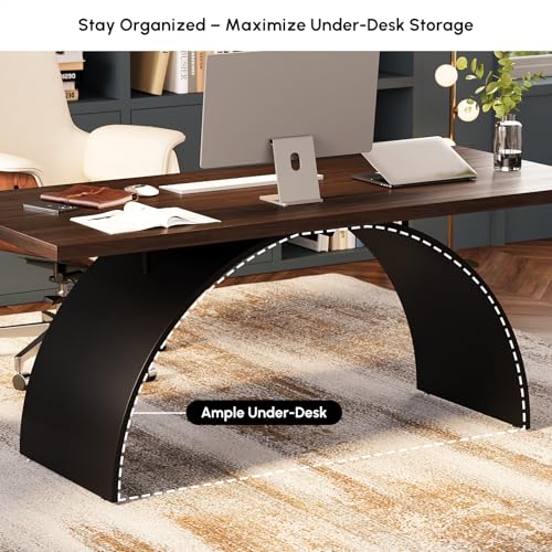 70.9" Industrial Style Desk, Office Writing Desk Walnut Desk Modern Computer Desk Home & Office Furniture