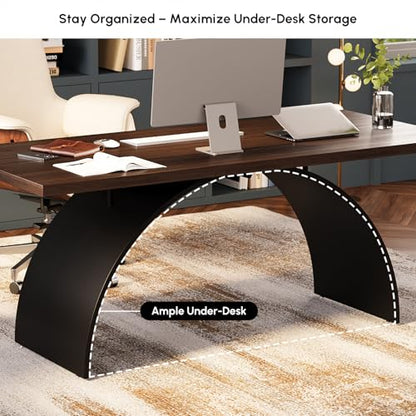 70.9" Industrial Style Desk, Office Writing Desk Walnut Desk Modern Computer Desk Home & Office Furniture