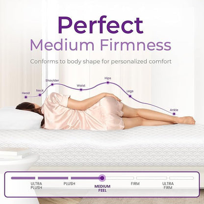 8 Inch Queen Cooling Gel Memory Foam Mattress for Cool Sleep Medium Feel CertiPUR-US Certified Foam, Mattress in a Box Pressure Relief Removable Cover No Fiberglass (Queen, 8 in)