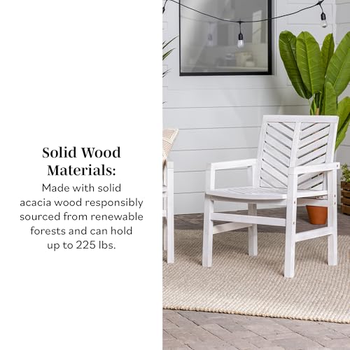 AZWC2VINWW Avalon Chevron Solid Acacia Wood Outdoor Chair, White Wash