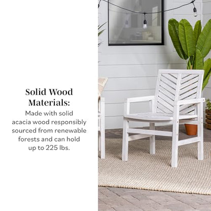 AZWC2VINWW Avalon Chevron Solid Acacia Wood Outdoor Chair, White Wash