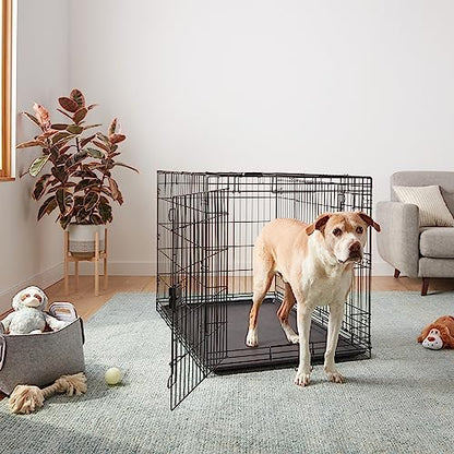 Portable Metal Wire Dog Crate for Large Dogs, Double Door with Removable Tray, view 6