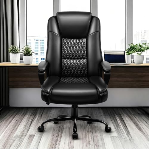 Ergonomic Leather Office Desk Chair,Executive with Lumbar Support, view 3
