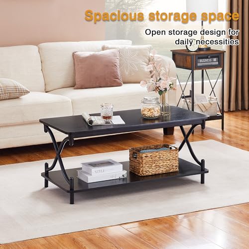 Coffee Table for Living Room with Round Corners Modern Farmhouse Center Table, view 7