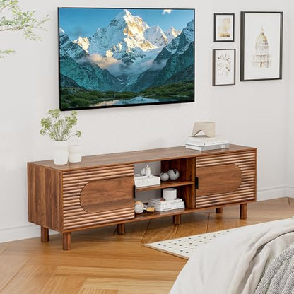Walnut 63inch Sliding TV Stand for Televisions up to 70 Inches, view 7