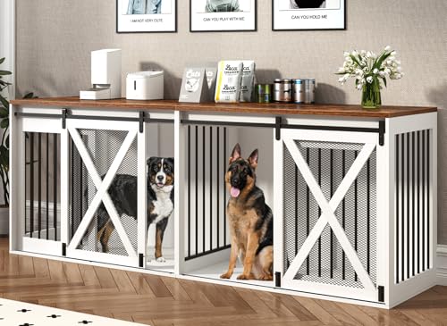 94.5 inch XXXL Double Dog Crate Furniture, White, view 2