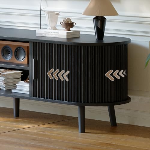 54" Mid Century Modern TV Stand with Fluted Sliding Doors, view 5