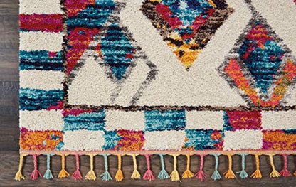 Home Moroccan Casbah Ivory Multicolor 7'10" x 10'6" Area Rug - Easy Clean, Non Shedding, Bed Room, Living Room, Dining Room, Kitchen (8' x 11')