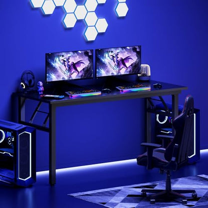 Computer Desk, 59.8Inch Office Desk Computer Table, Study Writing Study Desk for Home Office, Black and Black
