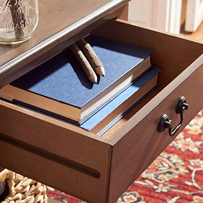 SAFAVIEH Furniture - Athena 1-Drawer Accent Table - Brown - Solid Wood - Farmhouse Classic Design - Ideal for Living Room, Entryway, Home Office, 19"W x 15.8"D x 26"H (ACC5703C)