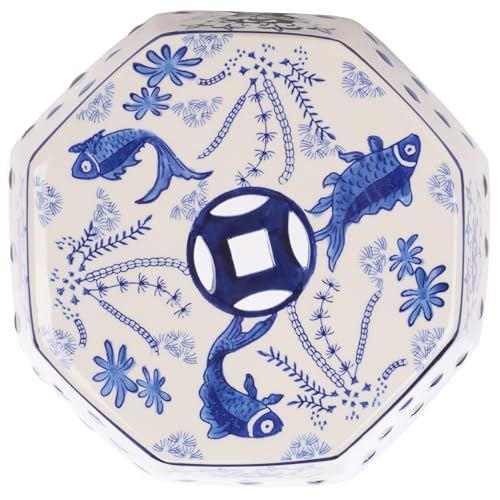 SAFAVIEH Furniture - Cloud 9 Decorative Garden Stool - Blue - Ceramic - Artisan Hand-Painted Design - Ideal for Living Room, Patio, Garden - Fully Assembled (ACS4557A)