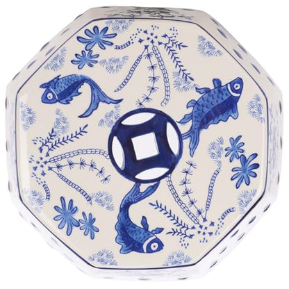 SAFAVIEH Furniture - Cloud 9 Decorative Garden Stool - Blue - Ceramic - Artisan Hand-Painted Design - Ideal for Living Room, Patio, Garden - Fully Assembled (ACS4557A)