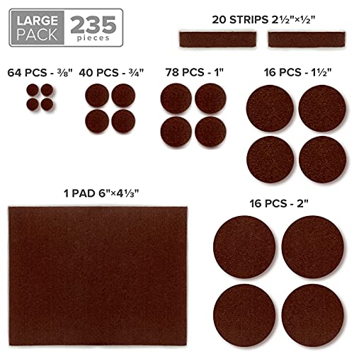 Felt Furniture Pads 235 PCS Premium Furniture Pads - Felt Pads Furniture Feet Best Wood Floor Protectors - Protect Your Hardwood & Laminate Flooring!
