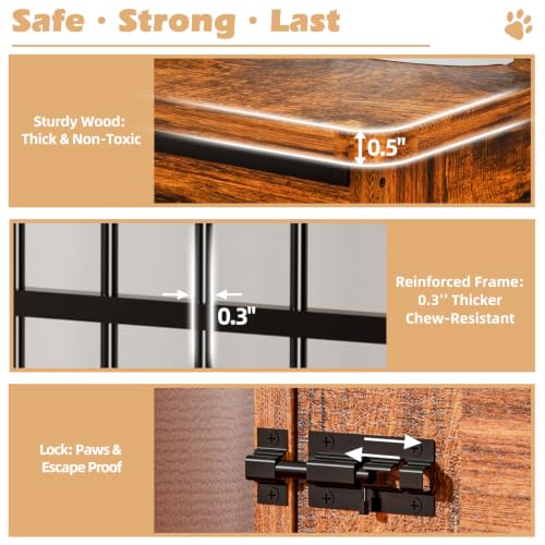 Double Dog Crate Furniture, Indoor Dog Kennel Vintage Brown, view 6