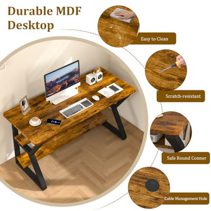 47 in Computer Desk w/Storage, Office Desk w/Footrest for Bedroom, view 6