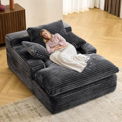 67" Oversized Boneless Chaise Lounge Chair Indoor, Grey, view 2