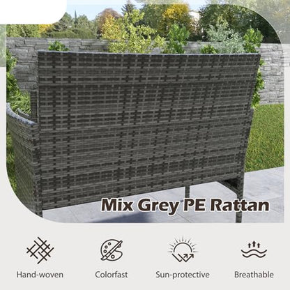 4-Piece Patio Furniture Set - Rattan Outdoor Conversation Bistro Set w/Cushions, Glass Coffee Table, Wicker Chairs & Loveseat for Garden Backyard Porch, Balcony Furniture Set (1, Mix Grey)