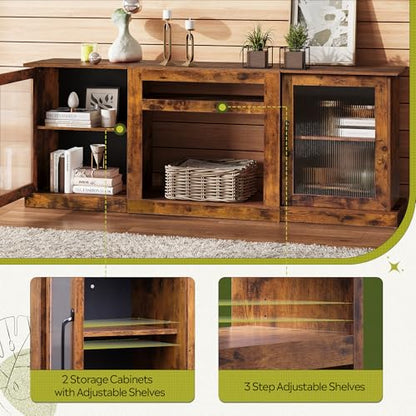 Farmhouse TV Stand for 75 inch TV, Entertainment Center with Storage Cabinets, view 7