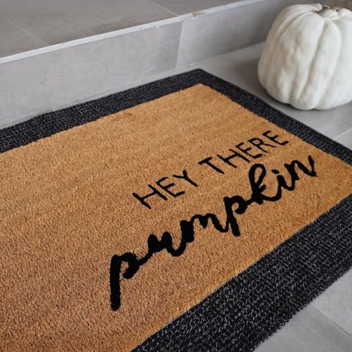 Fall Door Mat - Welcome Mat for Front Door with Non-Slip Backing - Durable Doormat - Perfect for Outside Entrance and Entryway Matt - Outdoor/Indoor - Hey There Pumpkin - 17" x 30"