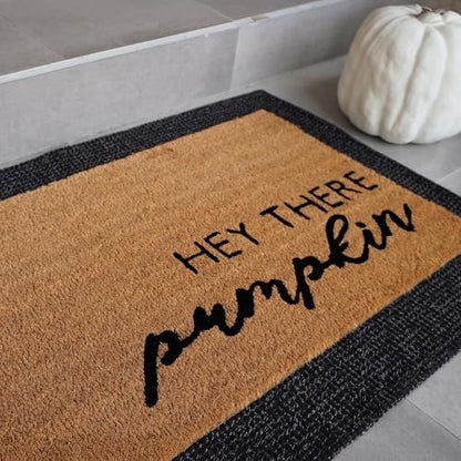Fall Door Mat - Welcome Mat for Front Door with Non-Slip Backing - Durable Doormat - Perfect for Outside Entrance and Entryway Matt - Outdoor/Indoor - Hey There Pumpkin - 17" x 30"