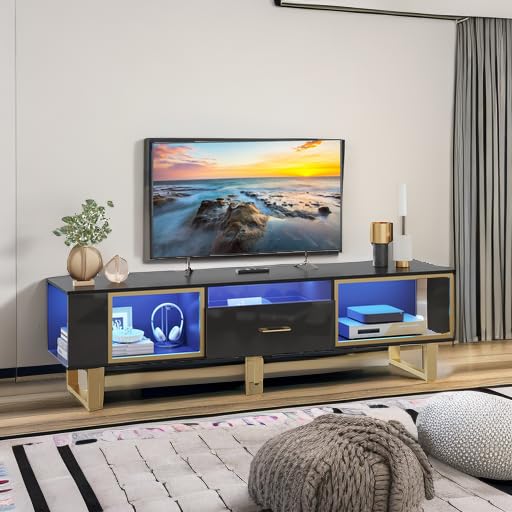 70 inch TV Stand with LED Lights for 75 inch TV, view 6