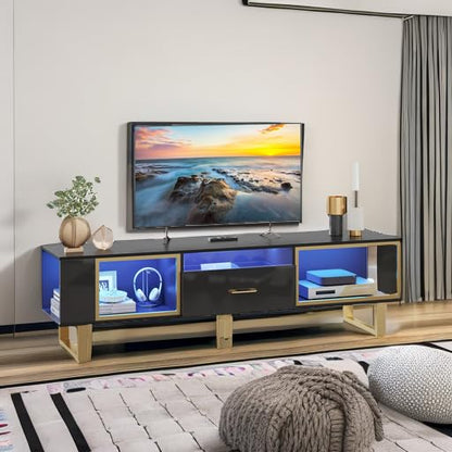 70 inch TV Stand with LED Lights for 75 inch TV, view 6
