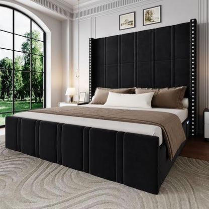 Black King Size Bed Frame and Headboard, view 2