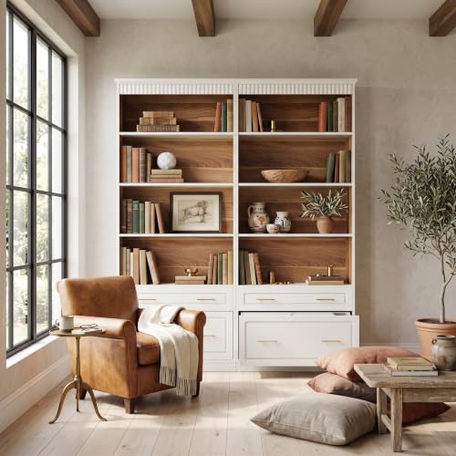72.8-Inch Tall 4-Shelf Bookcase with 2 Drawers, view 5