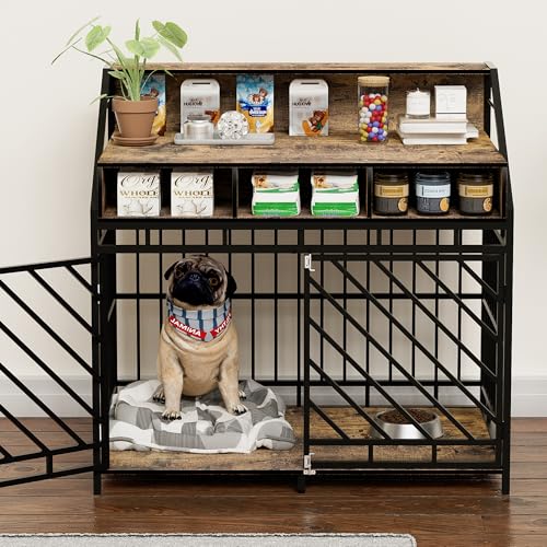 Dog Crate Furniture, Wooden Dog Crate End Table, Wooden Dog Crate with Divider, view 8