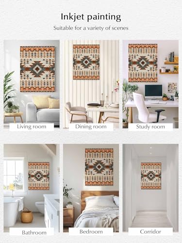 NuYeBiofx Southwestern Ethnic Geometric Art Canvas Wall Art Prints,40"x28" Framed Picture Artwork Rustic Tribal Native Arrows Printed Canvas Oil Painting for Living Room Bedroom Office,Ready to Hang