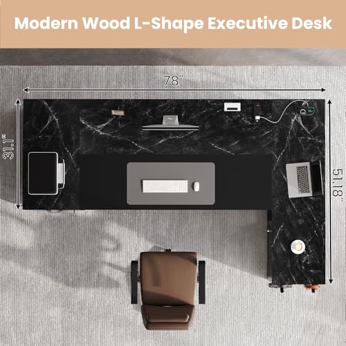 78" Executive Desk with Lockable File Cabinet, view 3