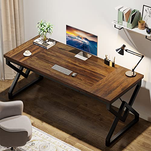 63" W Executive Desk, Extra Sturdy Thickened Wooden Workstation Study Desk Computer Desk Large Home Office Writing Desk for Home Office