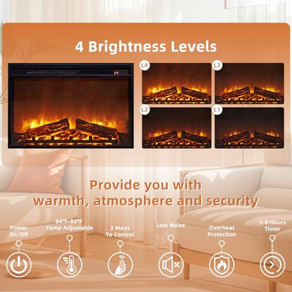 Farmhouse Fireplace TV Stand with Electric Fireplace & LED Lights, view 7